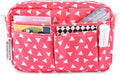 E-WEICHEN Multiple Pockets Portfolio Organizer with Zippered, Makeup Bag Travel Essentials for Women, Simple Waterproof Stationery Pencil Pouch Bag for Journal Office Art Supplies.Pink Triangle