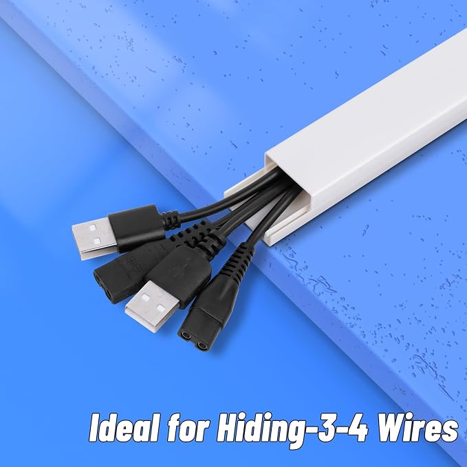 Cable Raceway Kit 628 Inch Cord Cover Channel Paintable Wire Hider | L15.7 x W0.95 x H0.55in Cable Concealer, Hide TV Wires & Power Cords, Wall Mount Cord Management for Home Office