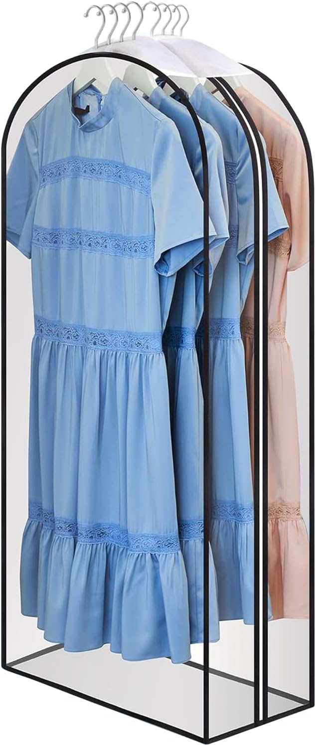 Clear Garment Bags for Clothes Storage - 1-Pack Plastic Hanging Covers and Clothing Protectors, Long Dress Suit Jacket Closet Cover Dust Proof Garment Bag Set for Organized Wardrobe Storage (40")