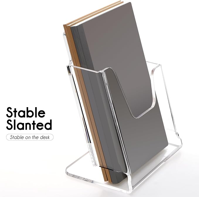HeZone Acrylic Brochure Holder 6X8 Inches Clear Acrylic Flyer Holder Brochure Holder Sign Holder Pamphlet Holder Menu Holder Display Stand 1 Pack For Weddings Offices Exhibition Restaurants Hotel Etc…