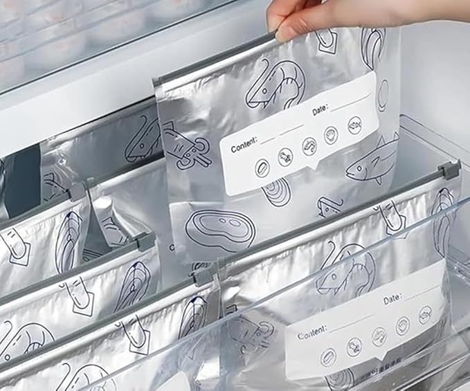 30PCS Reusable Aluminum Foil Sealable Storage Bags, Vacuum Zipper Pouches, Stand Up Foil Sealable Bags with Label and Zip Lock (Mixed 3-Size)