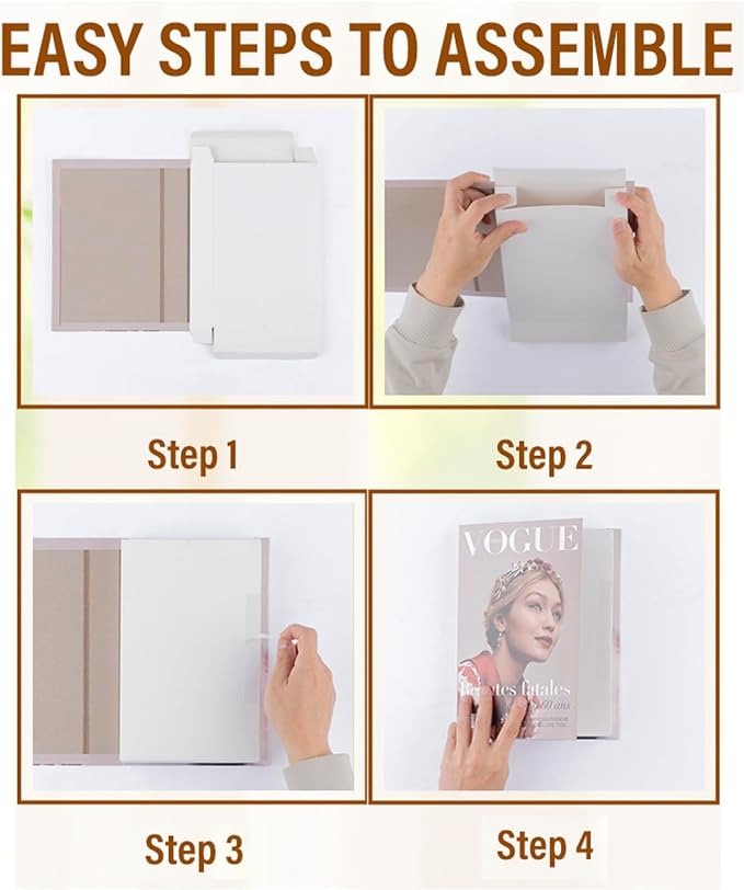 PROBENEX Luxe Large | 4 PCS Faux Decorative Book Boxes | Not Real Books, Cardboard Foldable Display Props | Home Decor for Coffee Table, Bookshelf, Living Room, Office