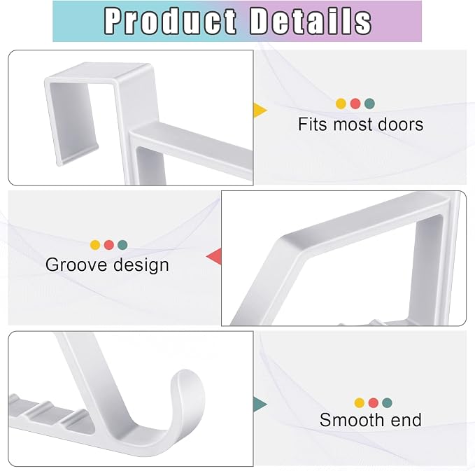 Maitys Space Saving Plastic Over Door Hooks Door Hanger Hooks Multi Hanging Storage Organizers Door Hangers Door Towel Hooks for Coats, Towels, Bags, Hats, Scarves Home Accessories(White, 8 Pieces)