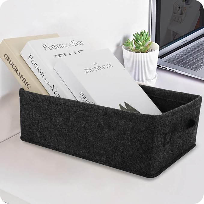 Shallow Storage Baskets Bins Medium Fabric Storage Basket Cube Organizer for Shelves Closet Bedroom Living Room Laundry Room Nursery Storage Basket