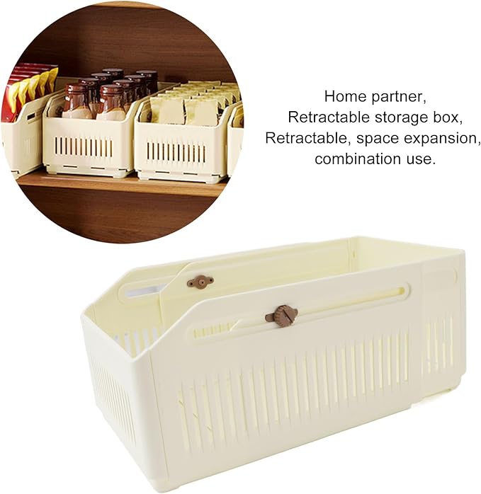 AYNEFY Retractable Storage Bin,Expandable Stackable Closet Pantry Organization Box Kitchen Fridge Drawer Container Foldable Storage Basket for Clothes Toys Books Snack Shoes