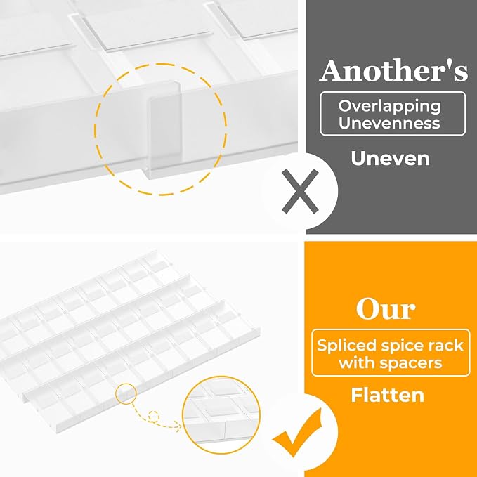 Famhap Spice Drawer Organizer, 36PCS Interlocking Expandable Seasoning Rack Tray Insert for Kitchen Drawers, Spice Rack Drawer for Spice Jars | Interlocking Spice Rack Tray, Sturdy Plastic, Customizable Layout, Versatile for Kitchen Spice Jars Cosmetics