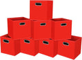STOREONE Fabric Storage Bins Cubes Baskets Containers-(11X11X11) with Dual Handles for Shelf Closet, Nursery Home ， Bedroom Organizers, Foldable Set of 8 (Red)