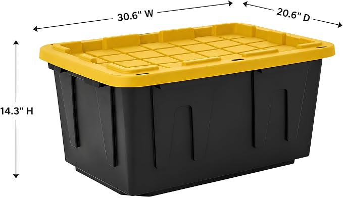 8 Pack 27 Gallon Heavy Duty Storage Totes with Lids, Stackable Plastic Storage Containers, Industrial Organizer Containers for Garage, Basement, Closet, Moving, Camping & Outdoor Storage