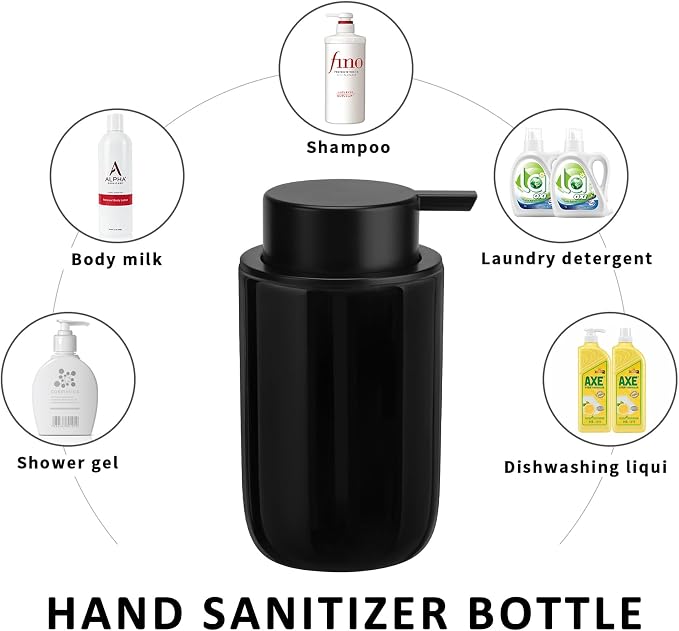 Soap Liquid Dispenser Ceramic with Easy-to-Press Pump Hand Liquid Dispenser for Shampoo Bathroom Countertop 13.5 oz