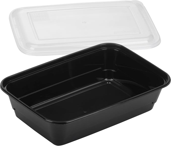 GoodCook Meal Prep Rectangle Single Compartment 30 units, Black, BPA Free (Pack of 2)