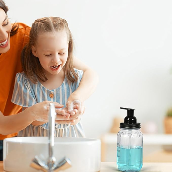 Mason Jar Foaming Soap Dispenser Pump fit Regular Mouth,Rust Proof Stainless Steel Lid and BPA Free Plastic Foam Soap Pump-Hotel Bathroom Accessories