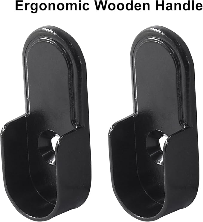 12 pcs Black 15mm x 30mm Oval Closet Rod End Supports | Heavy-Duty Metal, Rod Holders for Oval Rods, Wardrobe Bracket, With Mounting Holes