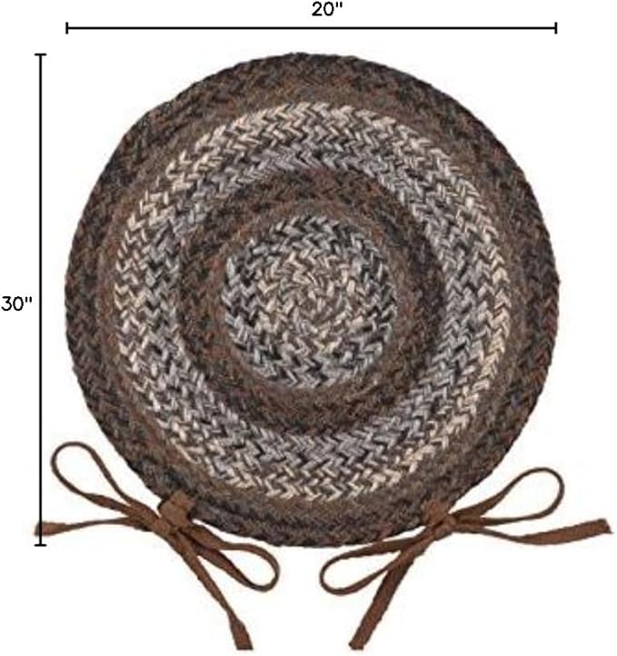 | Night Shadow Premium Braided Collection | Primitive, Rustic, Country, Farmhouse Style | Jute/Cotton | 30 Days Risk Free | Accent Rug/Door Mat | 15" Round Chair Covers