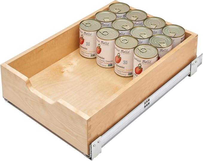 Rev-A-Shelf Standard Pullout Kitchen Cabinet Organizer and Drawer Box with Soft-Close for 18" Base and 14.75" W Cabinet Opening, Wood, 4WDB-15SC-1