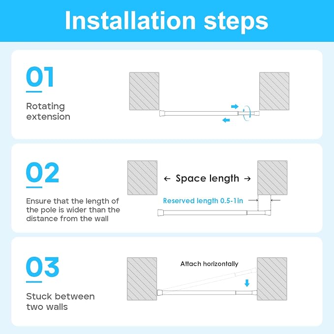 MEXAU 6 Pack Black Spring Tension Curtain Rod for Window 23 to 37 Inch Thin Spring Tension Rods Small tension Rod Adjustable Expandable Spring Curtain Rods No Drill for Closet Cupboard Door Doorway