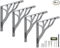 Rustic Tree Chrome Heavy Duty Shelf Brackets 10 inch by Balin Designs, Silver Decorative L Brackets, Iron Metal Floating Shelf Bracket, Wall Mount Shelving Bracket, Included Hardware, Set of 4