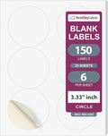 NextDayLabels 3.33 Inch Round Circle Stickers White Blank Labels for Laser Inkjet Printer - 6 Per Sheet Self-Adhesive Product Packaging Logo Made in USA - 150 Labels