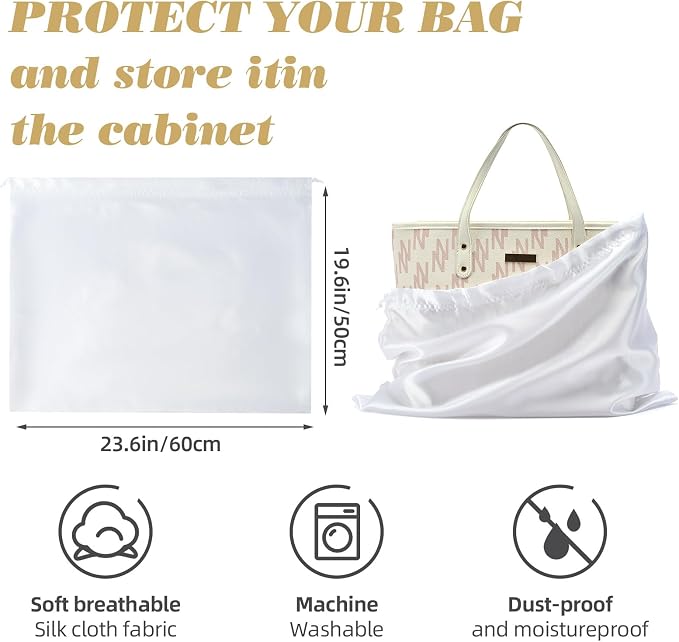 3‑Pack Drawstring Dust Bags with ID Labels | Silk Dust Covers, Handbags, Purses