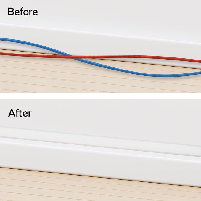 TV Cord Hider – Flexible Wall Cord Cover Slim Design Silicone Cable Raceway - Self Adhesive, Cut to Size Design for Hiding Wires on Wall - Clean Home Setup Cable Concealment (White, 10 Feet)