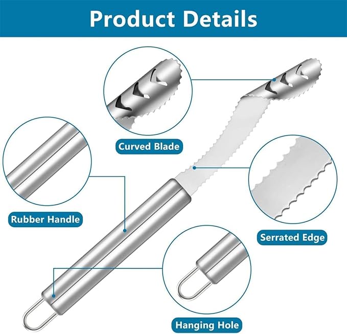 Pepper Seed Corer Remover with Cleaning Cloth, 304 Stainless Steel Fruit Seed Remover with Serrated Teeth, Jalapeno Pepper Corer Tool Chili Deseeder, Essential Kitchen Gadgets (2pcs)