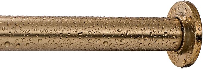 Ivilon Tension Curtain Rod - Spring Tension Rod for Windows or Shower, 36 to 54 Inch. Warm Gold