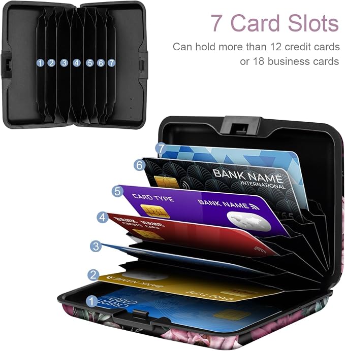 Coco Rossi Credit Card Holder RFID Aluminum Small Mini Wallet Women | Metal Wallet, Business Cards Holder, ID Case, Slim Sleeves, Womens Girls Gift, Carry Proof Wallets for Travel, Dark Roses