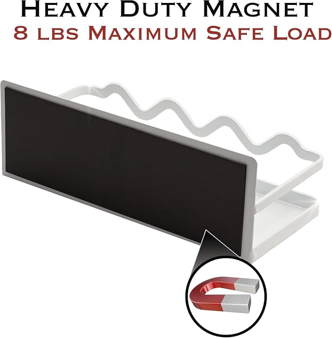 Magnetic Spice Rack Holder For Refrigerator Organizer Tier Kitchen Metal Cabinet Space Saver Great For Jars Bottle Vitamins (White, 2)