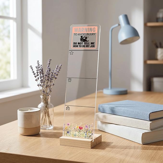 Sticky Notes Monitor Memo Board with Removable Wooden Base Warning Do Not Tell Me How to Do My Job Funny Office Quote Message Board Portable Sticky Note Holder Humorous Desk Decor and Gift