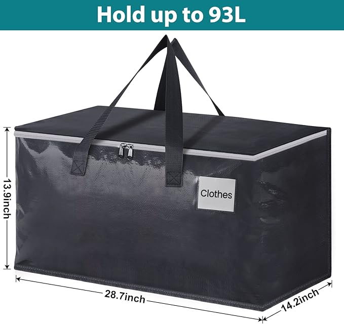 Fabspace Moving Bags Heavy Duty with Strong Zippers and Handles Collapsible Moving Supplies, Storage Totes for Packing & Moving Storing 93L 6Pack