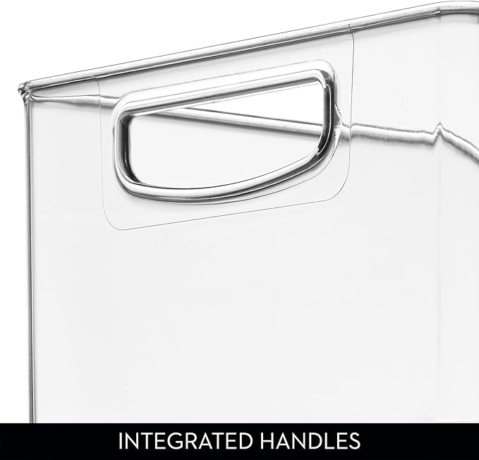 iDesign Stackable Storage Bin, Set of 4, Clear | Organizer Bin for Kitchen and Pantry, Made in USA