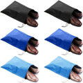 6 Pack Waterproof Nylon Shoe Bags Travel Bags for Men Women (Black+Blue+Sky Blue, 15.1"(L) x12.2"(W))