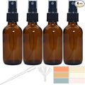 Zkupanx 4 PACK 2 oz Amber Small Glass Spray Bottles, Empty Spray Bottle for Hair, Plants, Perfume - Fine Mist, 2oz Mini Spray Bottle