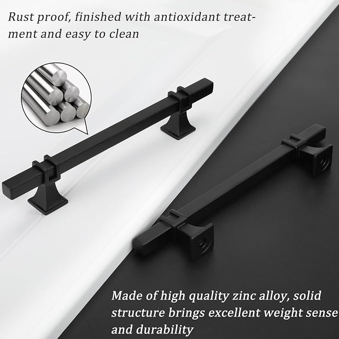 10 Pack 6-1/4 Inch Cabinet Pulls Black Cabinet Handles Matte Black Drawer Pulls Kitchen Cabinet Handles Kitchen Cabinet Hardware