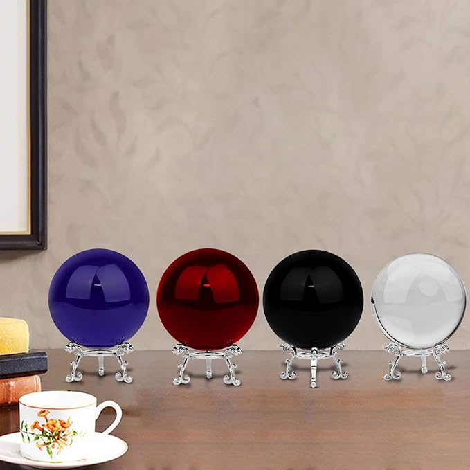 MerryNine 80mm/3.15" Photograph K9 Crystal Ball with Stylish Metallic Stand and Mirror Cloth, Decorative and Photography Accessory (Transparent)