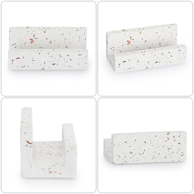 Hipiwe Business Card Holder for Desk Terrazzo Business Card Display Stand | Desktop Cards Display Stand for Women Men Concrete Business Card Stand Organizer for Office