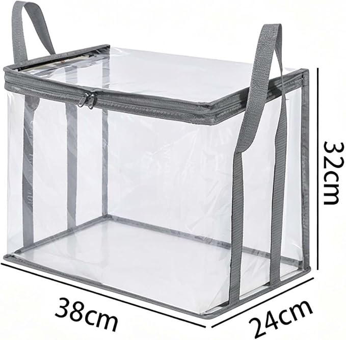 Large Clear Thick Plastic Storage Box with Hinged Lid, Heavy-Duty Durable High Capacity Organizer, Foldable Storage Box,Perfect for Home, Camping, Travel, Attic & Moving (Gray-L-2)
