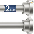 ENJOYBASICS 2 Pack Adjustable Spring Tension Curtain Rods 32 to 66 Inches, Stainless Steel Nickel Shower Rod No Drilling for Window, Bathroom, Closet, Room Divider, 7/8" Diameter
