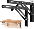 Ravinte Matte Black Folding Shelf Brackets, 12 Inch, 6 Pack | Collapsible Bracket Design, Table And Bench Support, Space-Saving Shelf Setup, For Worktops, Laundry Rooms, Garage Projects