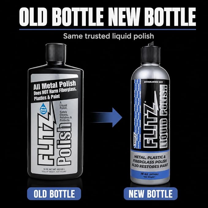 Flitz Multi Purpose Metal Polish Liquid - 16oz Bottle of USA-Made Tarnish Remover - For Aluminum, Chrome, Brass, Nickel, Silver - Non-Abrasive Metal Cleaner and Polish, Restorer (1 Pack)