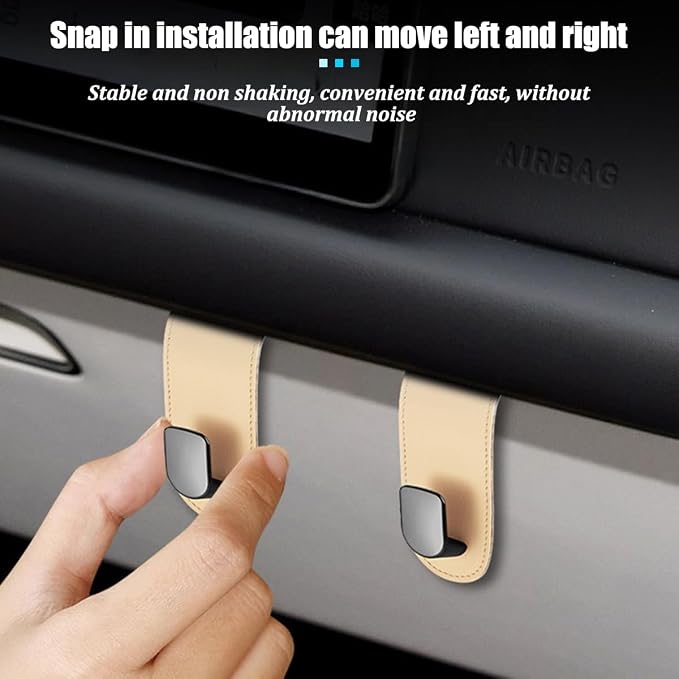 Car Co-Pilot Glovebox Hook, Dual Hook Passenger Seat Glovebox Hanger Organizer for Purse Handbag Umbrella, Automotive Interior Glove Box Hanging Storage Holder, Universal Fit (Beige)