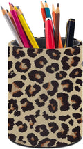 Leopard Print Pen Holder Pencil Cup for Desk Organizer | Cute Makeup Brush Holder PU Multifunctional Office Suppliesfor Decor Home Classroom School