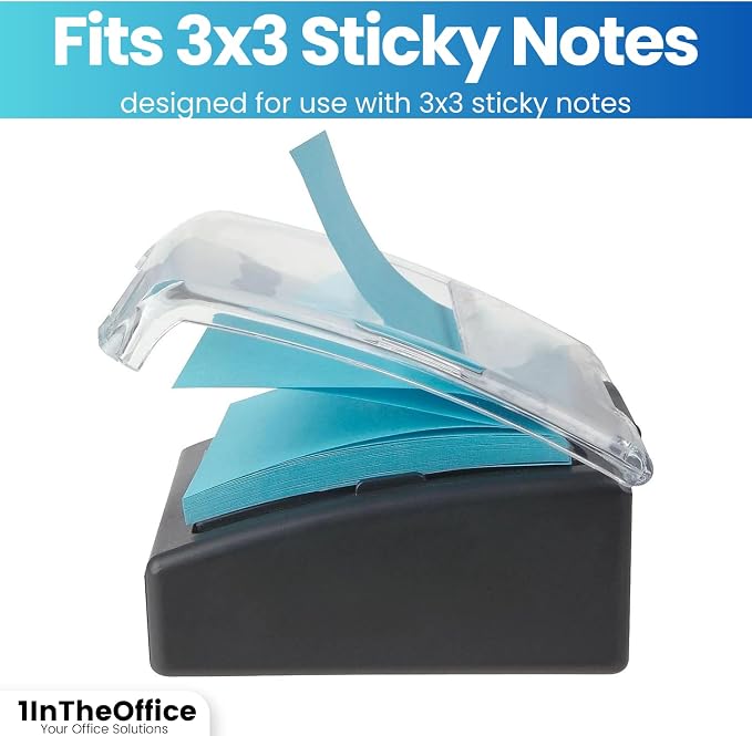 1InTheOffice Pop-Up Note Dispenser, Sticky Note Dispenser, Self-Stick Note Pad Holders, 3x3, Black, 1 Pack
