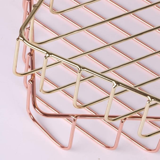 Paper Organizer for Desk Metal Paper Tray Large Capacity Letter Tray File Holder Mail Inbox Storage Organizer Basket for Office Classroom Desktop,12.5" x 9.4" x 1.9",Gold