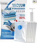 Vacuum Storage Bags, 10 Pack with Electric & Manual Pump, Space Saver Compression Bags for Clothes, Blue and White, Nylon, 4 Medium 4 Large 2 Jumbo, (Hand Pump)