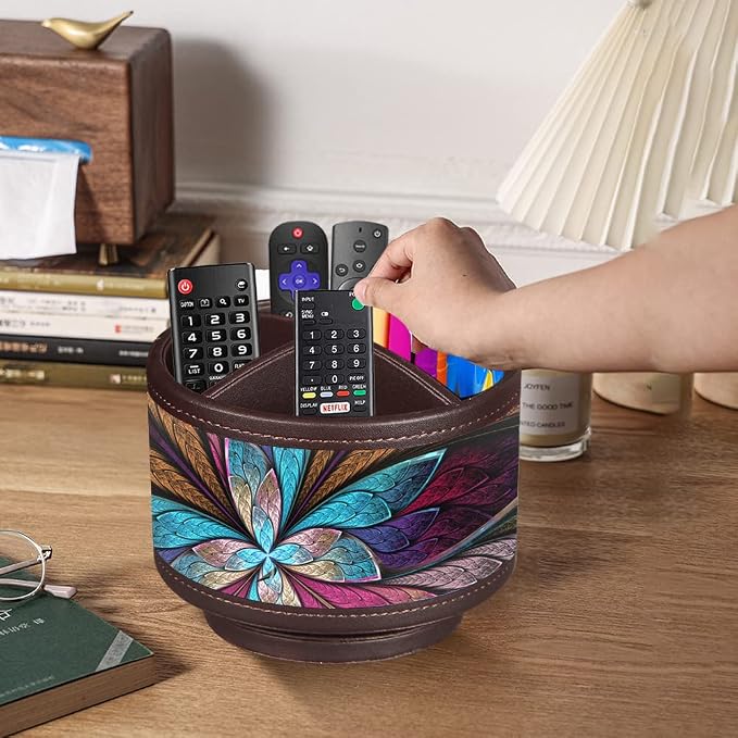 BIBELUN TV Remote Control Holder 360 Swivel Pen Holder Art Supply Organizer | Nightstand Organizer Caddy, Desk Accessories for Media Controllers Office Supplies, Living Room Bedside Table Decorations