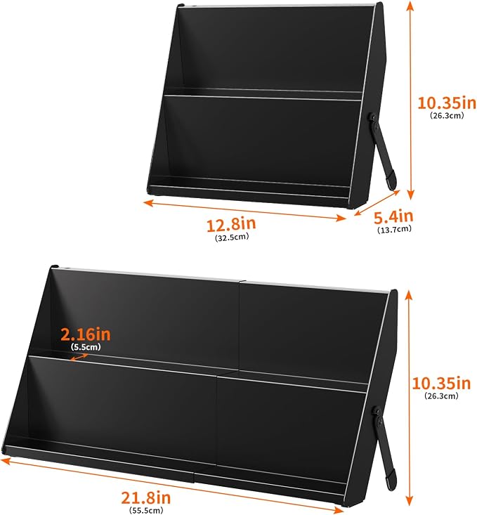 Spice Rack Organizer for Cabinet, 12.8 to 21.8in Expandable Spice Rack, Metal 2 in 1 Spice Drawer Organizer Spice Shelf for Kitchen Countertop Cabinet Drawer, Fits Jars ≤2.1in(Jars Not Included)