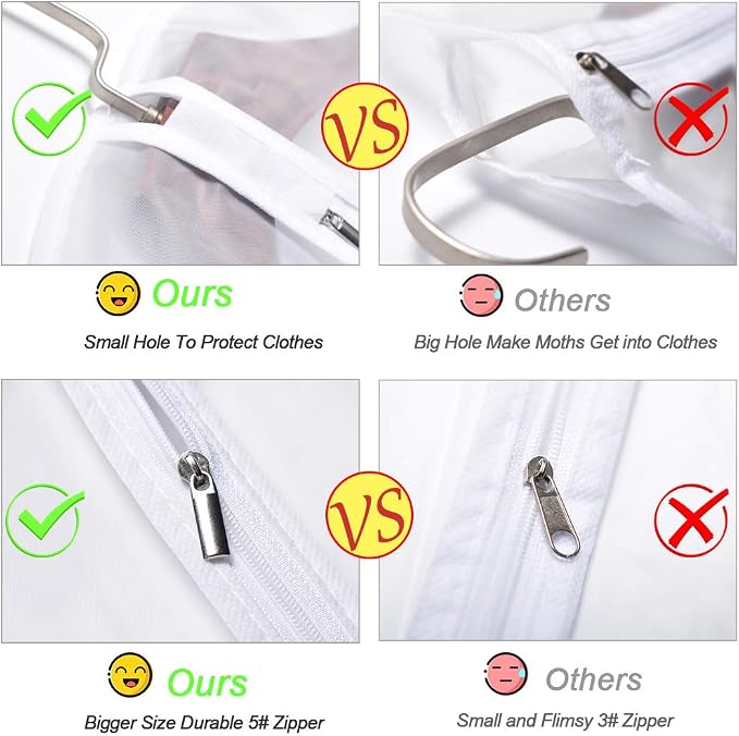 Garment Bags for Hanging Clothes 24'' x 40'' (Set of 6) suit bags for closet storage Covers for Closet with Study Full Zipper for Jacket Storage Clothes and Travel