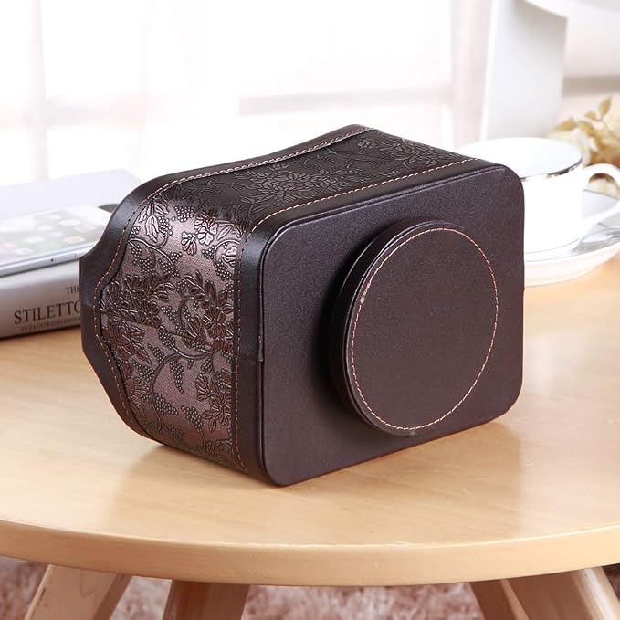 PU Leather 360° Rotatable Remote Control Holder,Nightstand TV Remote Caddy | Office Supplies Desktop Organizer,Spinning Storage Box for Pen,Mail,Phone,DVD, Blu-Ray, Media Player, Heater Controllers