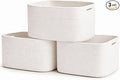 Off-White Cotton Rope Baskets for Shelves, Set of 3 - 15"×10"×9½" - Woven Storage Baskets for Organizing - Closet, Nursery, Bedroom, Playroom - Toys, Books, Towels, Clothes
