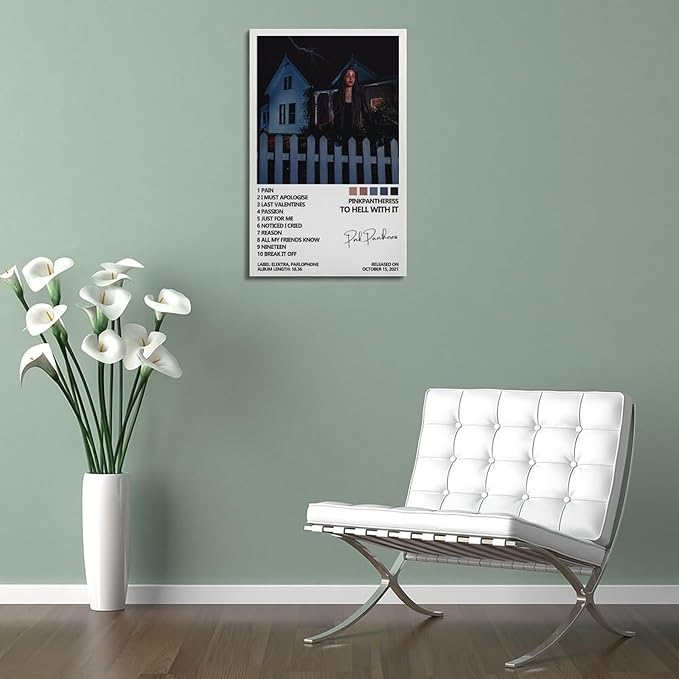 Pinkpantheress 'To Hell With It' Album Cover Poster - Room Aesthetic Wall Art for Living Room and Bedroom - Decorative Canvas Painting 16x24inch(40x60cm) Frame-style